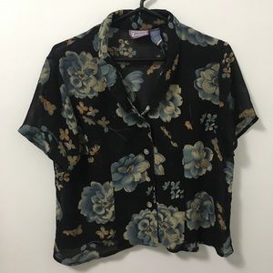 Vintage Semi Sheer Floral Button Down